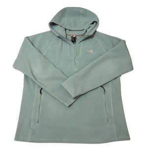The North Face blue fleece hoodie with kangaroo pockets